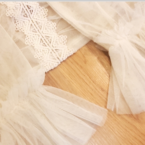 NEW: SHEER MOCK NECK RUFFLED BLOUSE - Picture 9 of 16